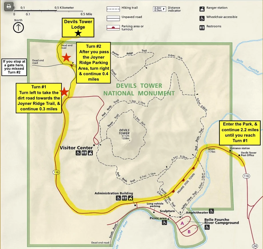 Map for Devils Tower Lodge
